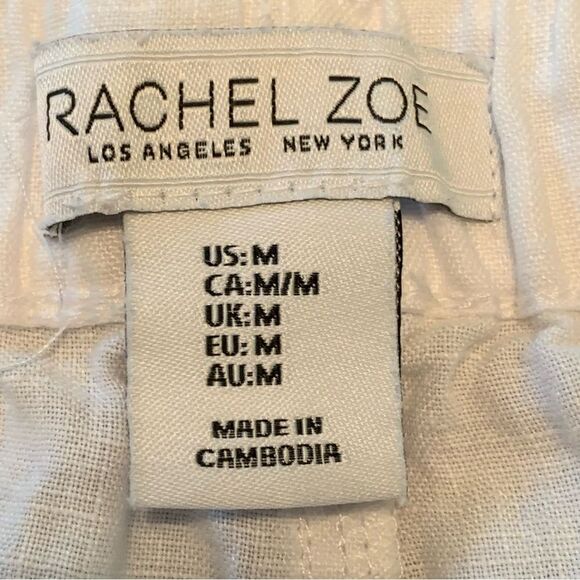 RACHEL ZOE Linen Pants Women’s Medium White Elastic Waist Double Row Tassels. - Picture 8 of 12